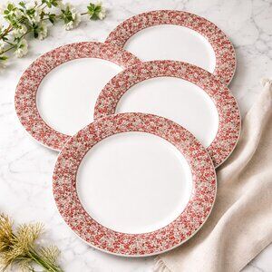 Laura Ashley Stonebridge Spring Floral 10.5” Porcelain Dinner Plates – Set of 4